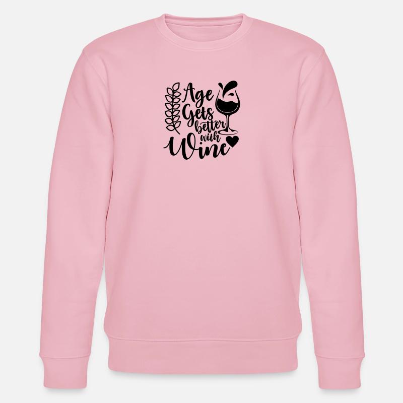 Age Gets Better With Wine Spruch - Stanley/Stella Unisex Bio-Sweatshirt CHANGER  - Hellrosa
