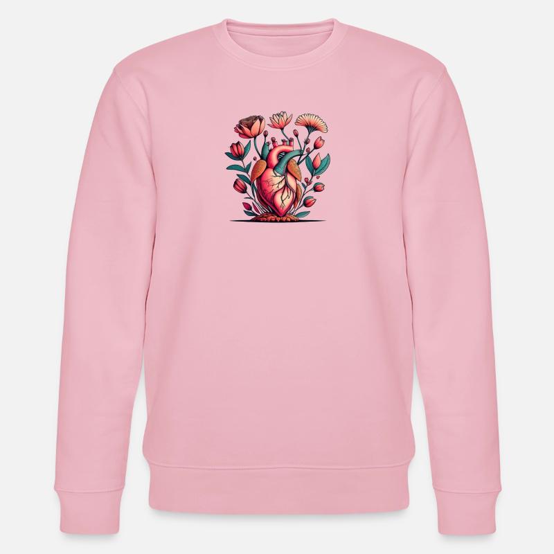 Blumenherz Anatomie Burst - Stanley/Stella Unisex Bio-Sweatshirt CHANGER  - Hellrosa