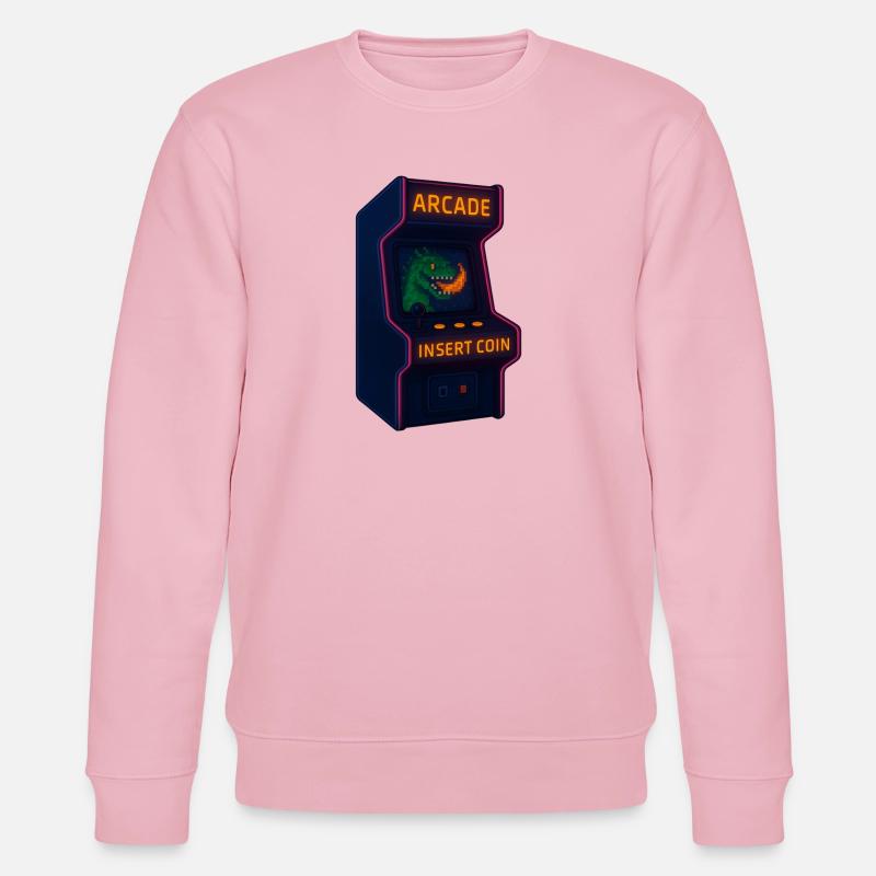 Dino Arcade Neon Pixel - Stanley/Stella Unisex Bio-Sweatshirt CHANGER  - Hellrosa