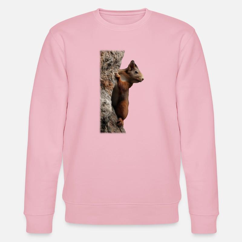 Neugieriges Eichhörnchen am Baumstamm - Stanley/Stella Unisex Bio-Sweatshirt CHANGER  - Hellrosa