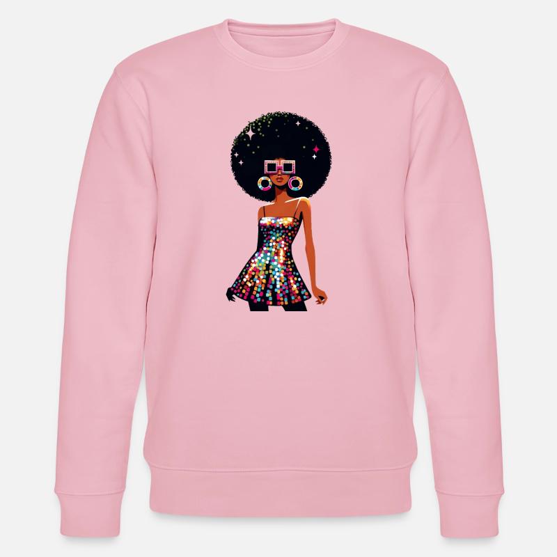 Disco Afro Glam Sequins Design - Sweat bio CHANGER Stanley/Stella Unisexe - rose pâle