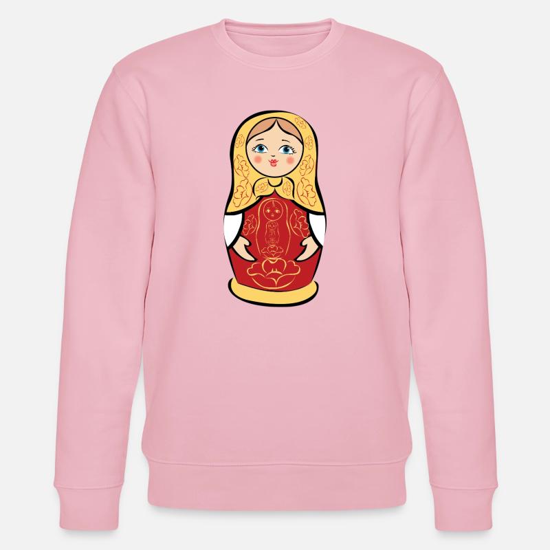 Matroschka mit Blumenmuster - Stanley/Stella Unisex Bio-Sweatshirt CHANGER - Hellrosa