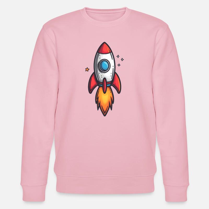 Cartoon Rakete Feuerflug - Stanley/Stella Unisex Bio-Sweatshirt CHANGER  - Hellrosa