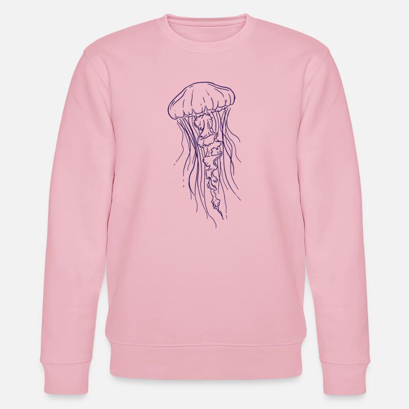 Jellyfish Line Art Illustration  - Stanley/Stella Unisex Bio-Sweatshirt CHANGER  - Hellrosa