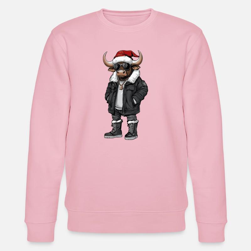 Stier Weihnachten Winter - Stanley/Stella Unisex Bio-Sweatshirt CHANGER  - Hellrosa
