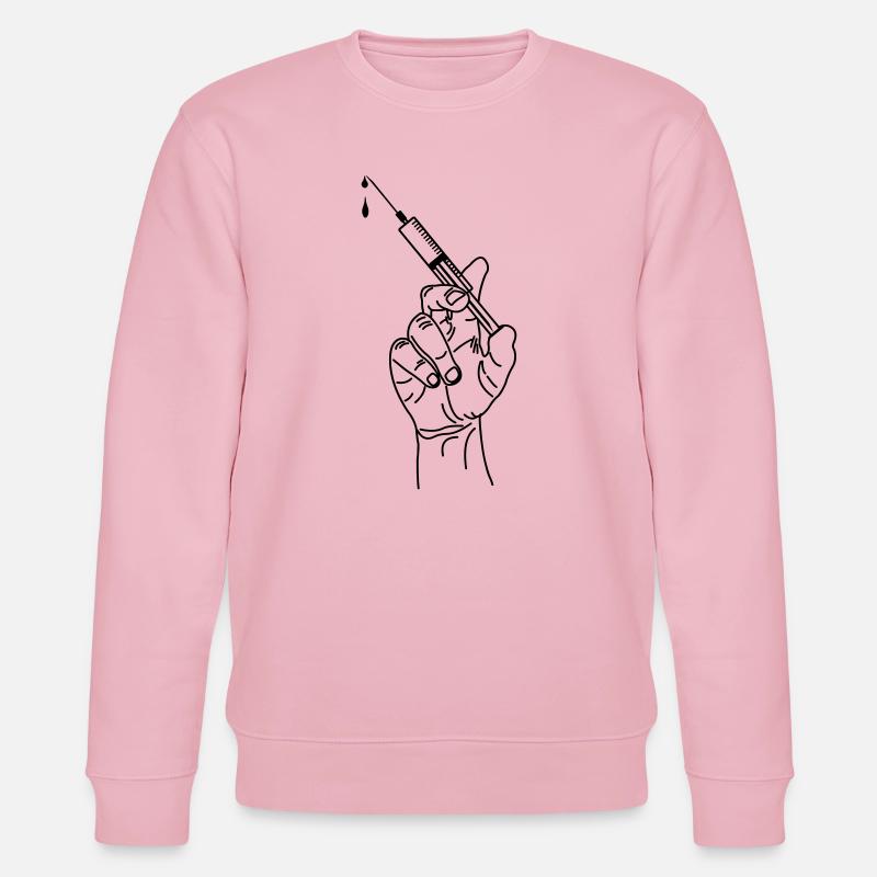 Impfspritze in der Hand - Stanley/Stella Unisex Bio-Sweatshirt CHANGER  - Hellrosa