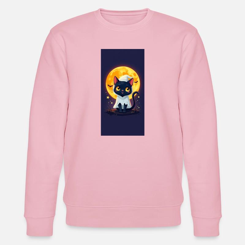 Moonlight Cat in Ghost Cloak - Stanley/Stella CHANGER Unisex Organic Sweatshirt - cotton pink