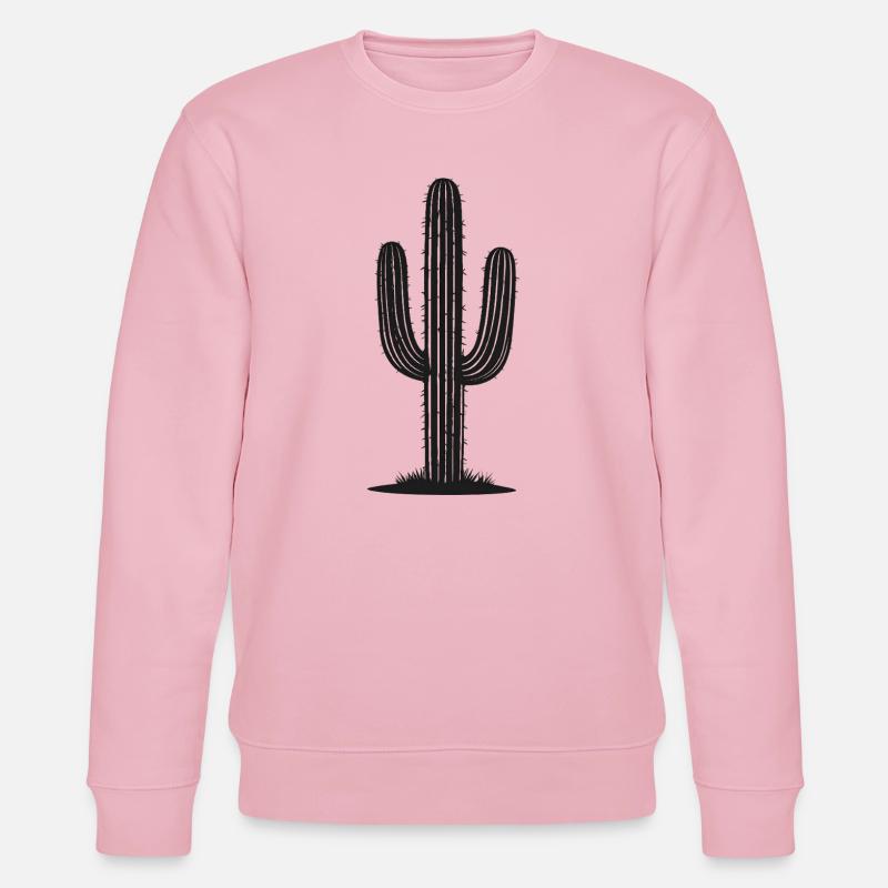 Schwarzer Kaktus Silhouette - Stanley/Stella Unisex Bio-Sweatshirt CHANGER  - Hellrosa
