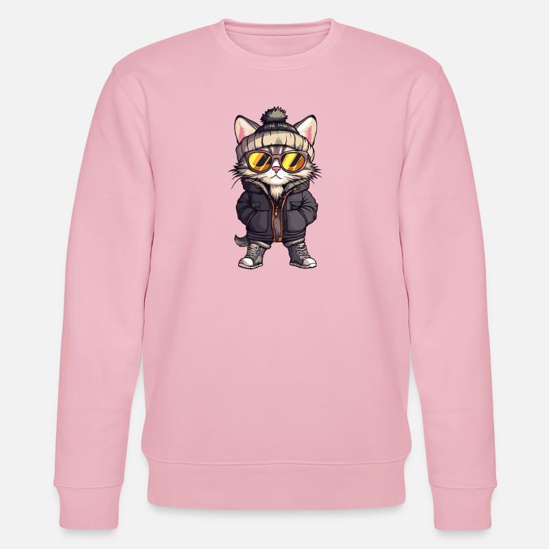 Katze Winter Comic - Stanley/Stella Unisex Bio-Sweatshirt CHANGER  - Hellrosa