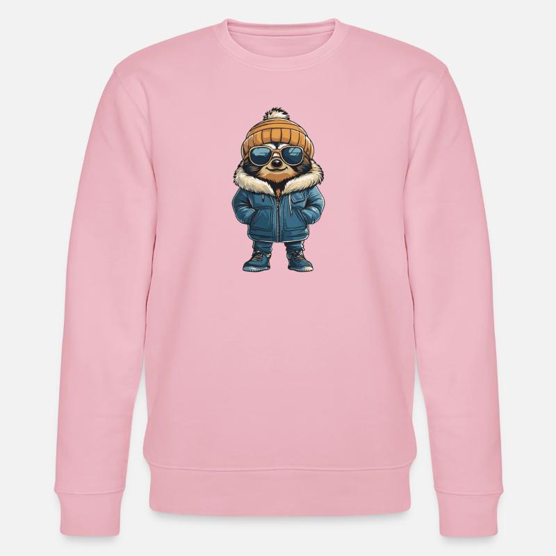 Sloth Winter Comic - Stanley/Stella CHANGER Unisex Organic Sweatshirt - cotton pink
