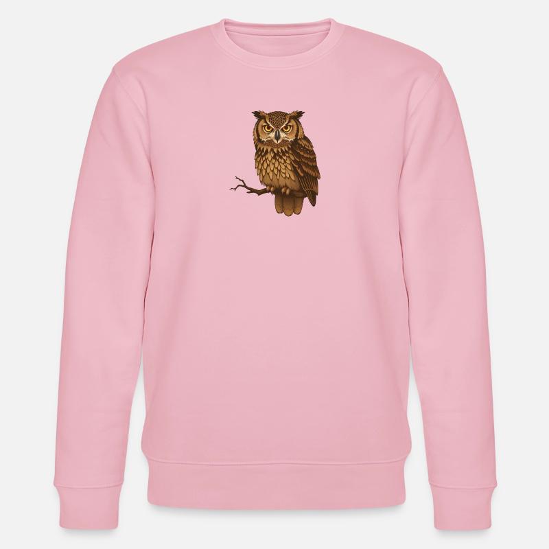 Braune Eule Nachtmotiv - Stanley/Stella Unisex Bio-Sweatshirt CHANGER  - Hellrosa