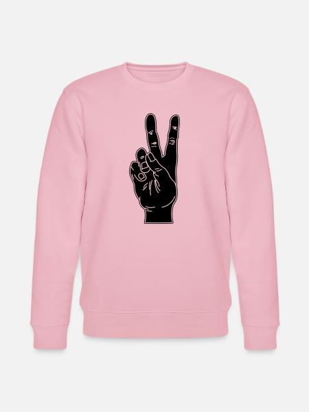 Black hand gesture peace - Stanley/Stella CHANGER Unisex Organic Sweatshirt - cotton pink