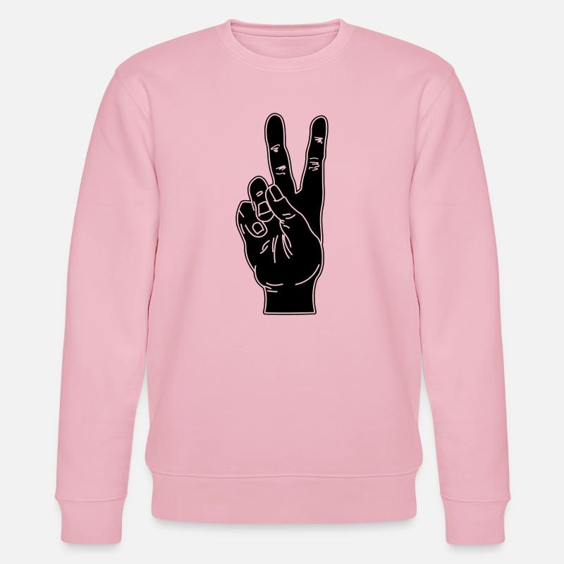 Geste de la main noire paix - Sweat bio CHANGER Stanley/Stella Unisexe - rose pâle