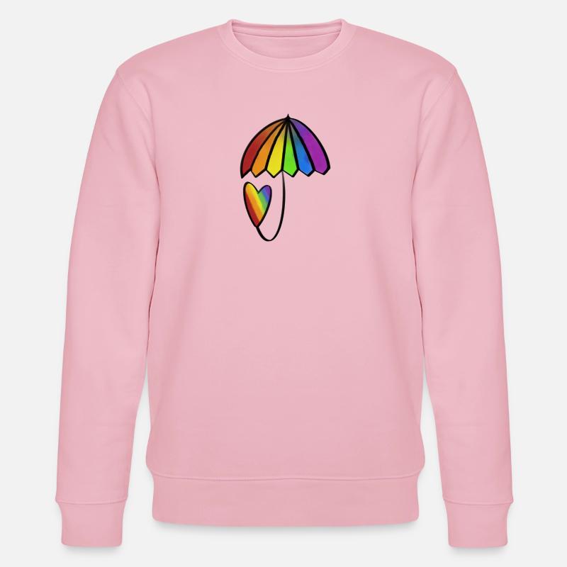Regenbogen Herz mit Schirm - Stanley/Stella Unisex Bio-Sweatshirt CHANGER  - Hellrosa