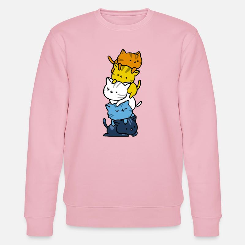 Kawaii Katzen- Aroace Pride Flagge - Stanley/Stella Unisex Bio-Sweatshirt CHANGER - Hellrosa
