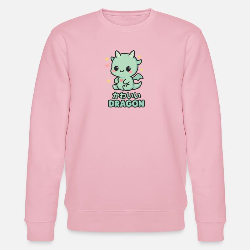 Kleiner Kawaii Drache mit Herzen - Stanley/Stella Unisex Bio-Sweatshirt CHANGER  - Hellrosa