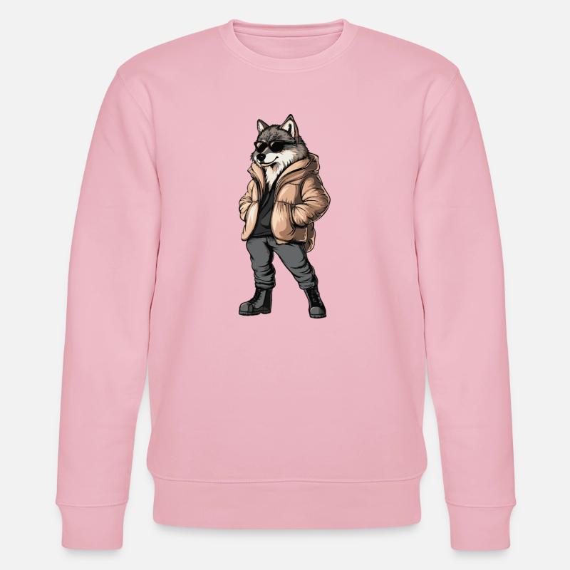 Wolf Cool Winter - Stanley/Stella Unisex Bio-Sweatshirt CHANGER  - Hellrosa