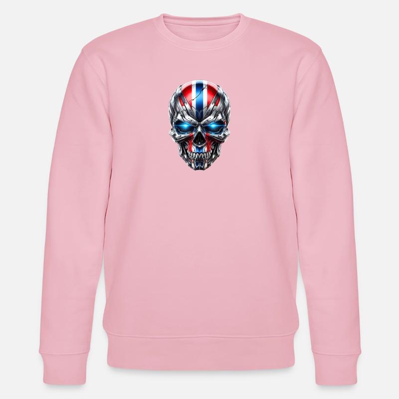 Cyber Totenschädel Flaggenfarben - Stanley/Stella Unisex Bio-Sweatshirt CHANGER  - Hellrosa