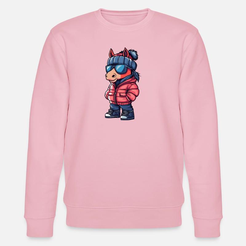 Pferd Winter Comic - Stanley/Stella Unisex Bio-Sweatshirt CHANGER  - Hellrosa