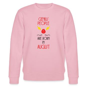 Die Genies wurden in August Humor geboren. - Stanley/Stella Unisex Bio-Sweatshirt CHANGER  - Hellrosa - Vorne - Jaron (178cm) & Liana (172cm)