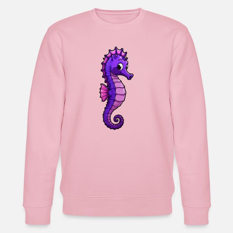Dessin animé de l’hippocampe violet - Sweat bio CHANGER Stanley/Stella Unisexe - rose pâle