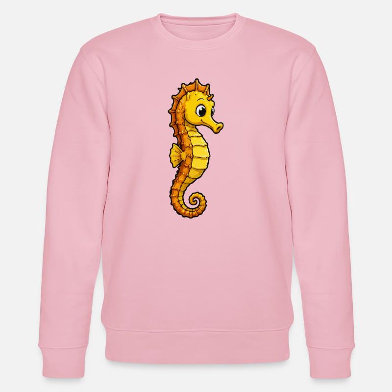 Hippocampe jaune en dessin animé - Sweat bio CHANGER Stanley/Stella Unisexe - rose pâle