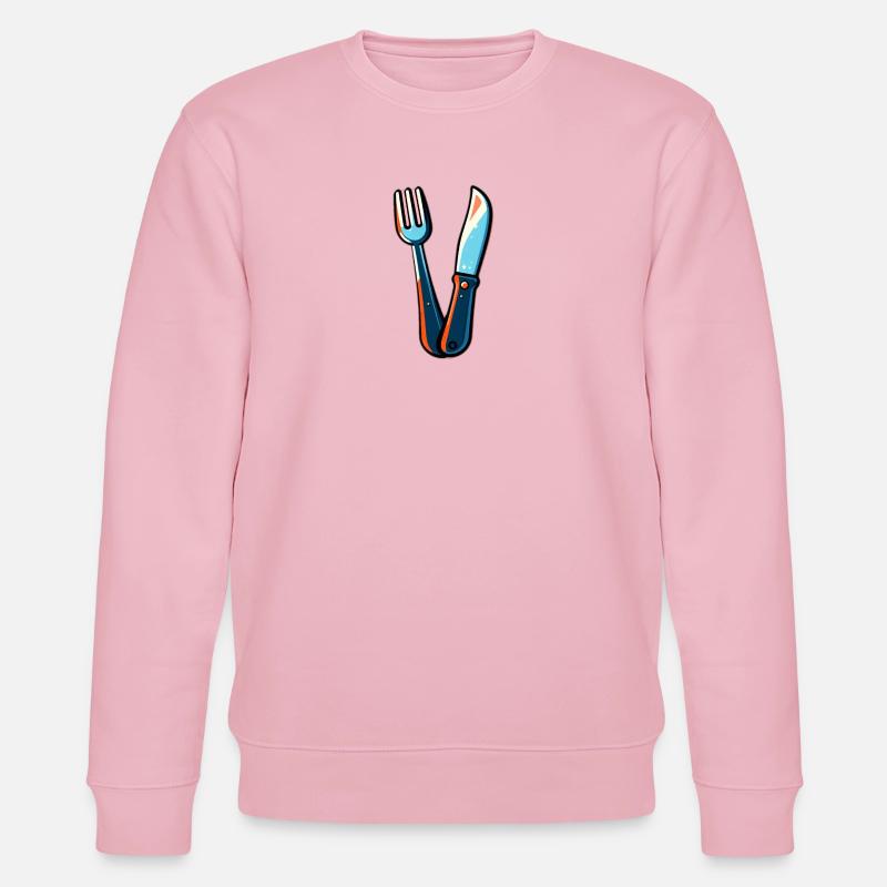 Besteck Messer Gabel bunt - Stanley/Stella Unisex Bio-Sweatshirt CHANGER  - Hellrosa