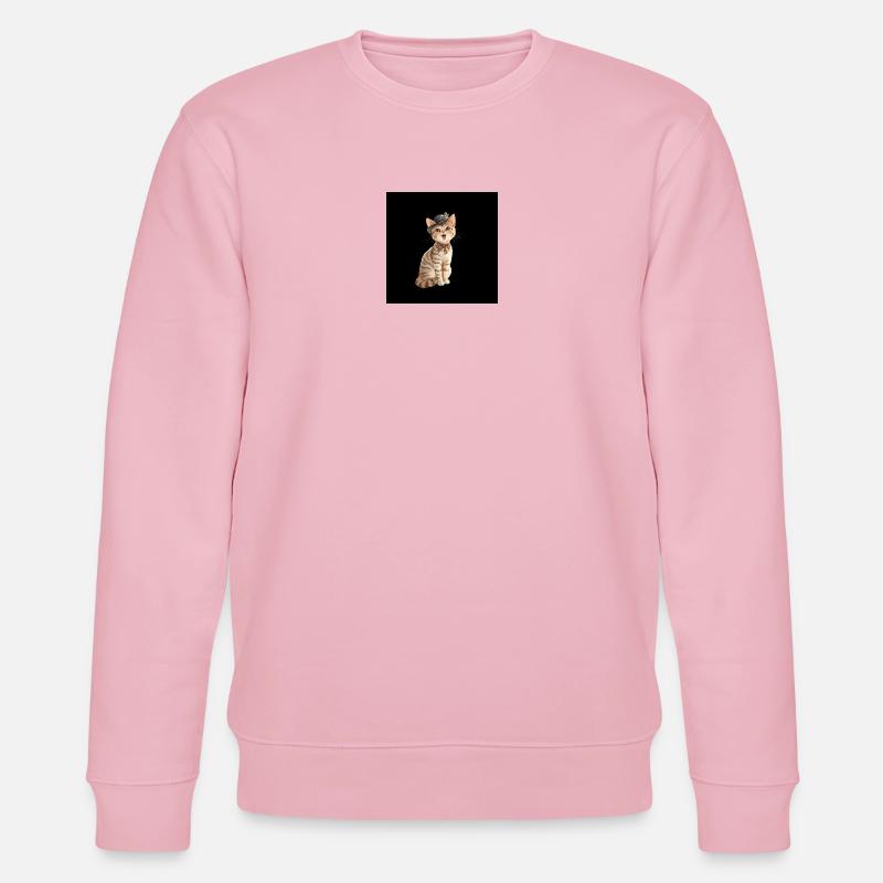Kätzchen mit Fedora-Fliege - Stanley/Stella Unisex Bio-Sweatshirt CHANGER  - Hellrosa