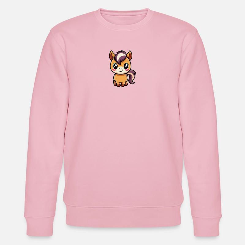 Süßes Chibi-Pony mit lila Mähne - Stanley/Stella Unisex Bio-Sweatshirt CHANGER  - Hellrosa