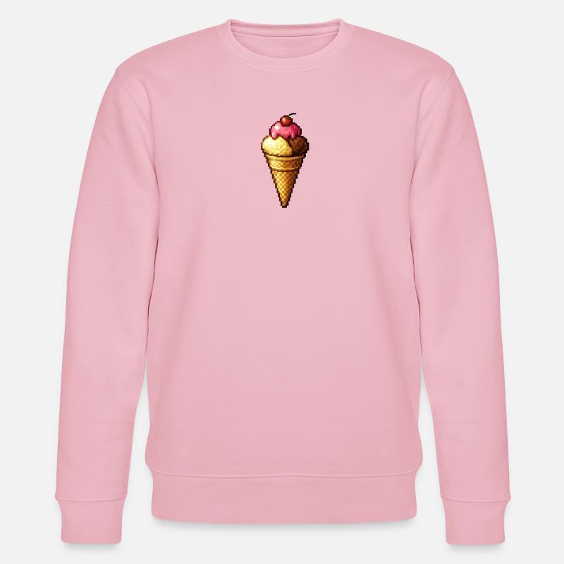 Retro Pixel Eiscreme Cone - Stanley/Stella CHANGER Unisex Organic Sweatshirt - cotton pink