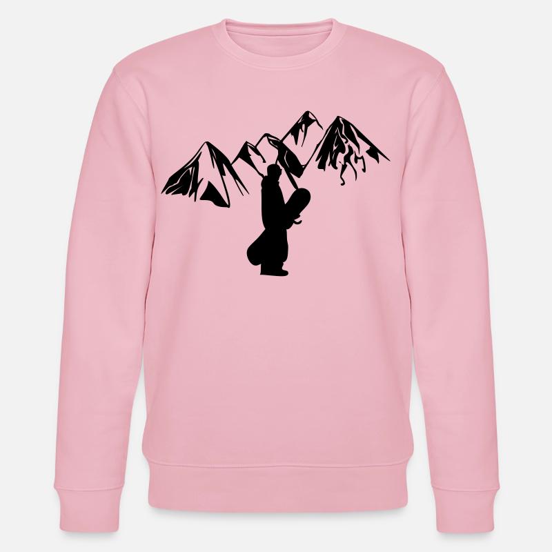 Snowboarder mit Bergen - Stanley/Stella Unisex Bio-Sweatshirt CHANGER  - Hellrosa