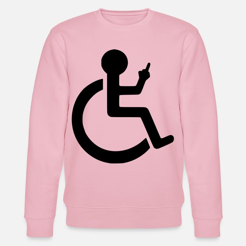 Rollstuhlfahrer mit Mittelfinger # - Stanley/Stella Unisex Bio-Sweatshirt CHANGER  - Hellrosa