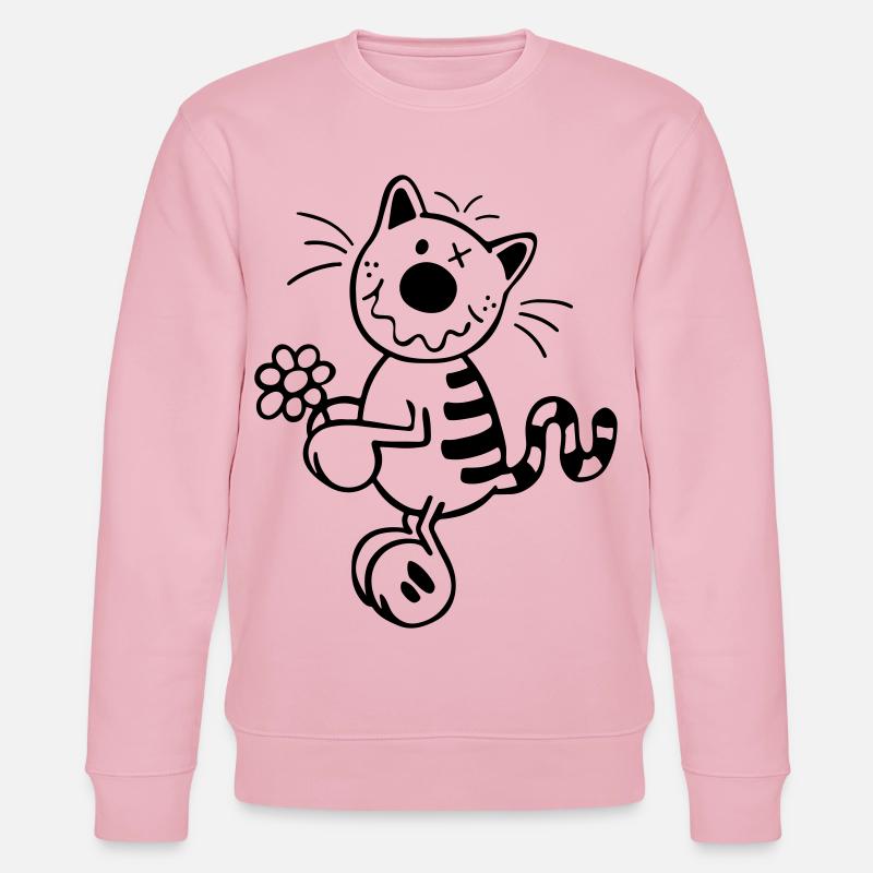 Katze mit Blume - Stanley/Stella Unisex Bio-Sweatshirt CHANGER  - Hellrosa