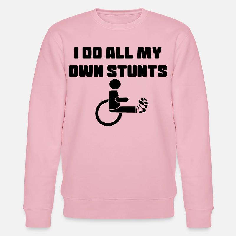 Rollstuhlfahrer mit Bein in Gips # - Stanley/Stella Unisex Bio-Sweatshirt CHANGER  - Hellrosa