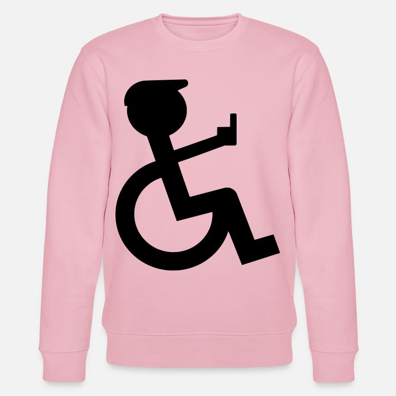 Rollstuhlfahrer zeigt Mittelfinger # - Stanley/Stella Unisex Bio-Sweatshirt CHANGER  - Hellrosa
