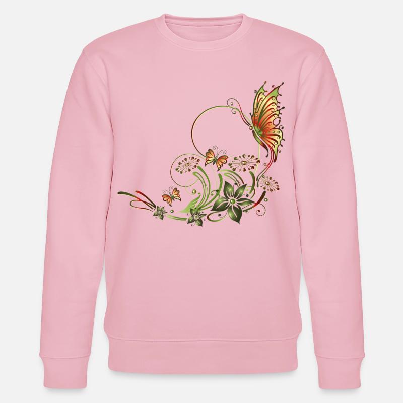 Schmetterlinge mit floralen Elementen - Stanley/Stella Unisex Bio-Sweatshirt CHANGER  - Hellrosa