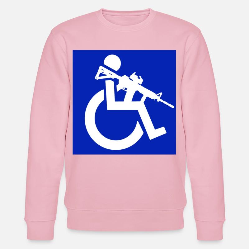 Bild eines Rollstuhlfahrers mit einem Gewehr # - Stanley/Stella Unisex Bio-Sweatshirt CHANGER  - Hellrosa