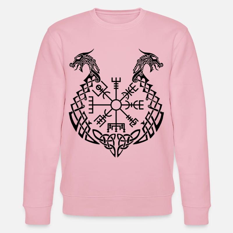 Schwarzer Drache und Wikingerkompass - Stanley/Stella Unisex Bio-Sweatshirt CHANGER  - Hellrosa