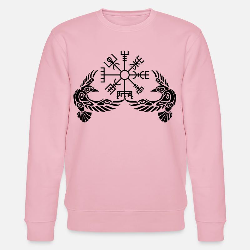 Schwarze Krähen und Wikingerkompass - Stanley/Stella Unisex Bio-Sweatshirt CHANGER  - Hellrosa