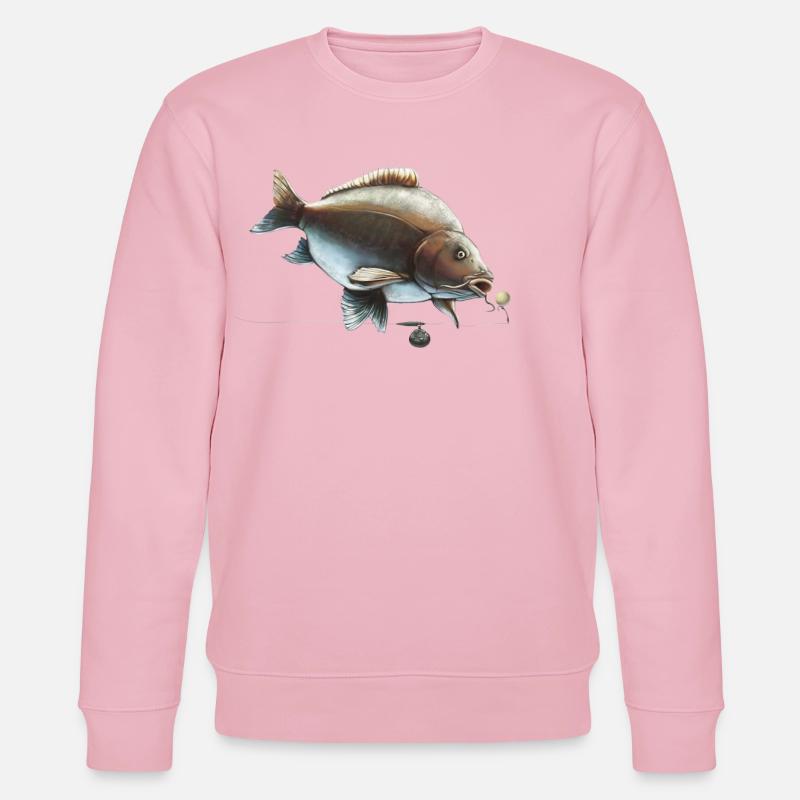 Spiegelkarpfen Ronnie Rig Angeldesign - Stanley/Stella Unisex Bio-Sweatshirt CHANGER  - Hellrosa