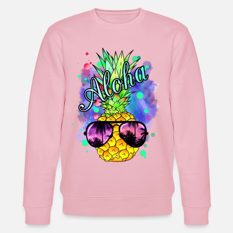 Bunte Ananas mit cooler Sonnenbrille - Stanley/Stella Unisex Bio-Sweatshirt CHANGER - Hellrosa