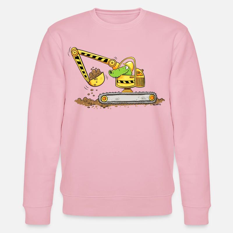 Bagger Mit Krokodil Baustelle Baggerfahrer Jungen - Stanley/Stella Unisex Bio-Sweatshirt CHANGER  - Hellrosa