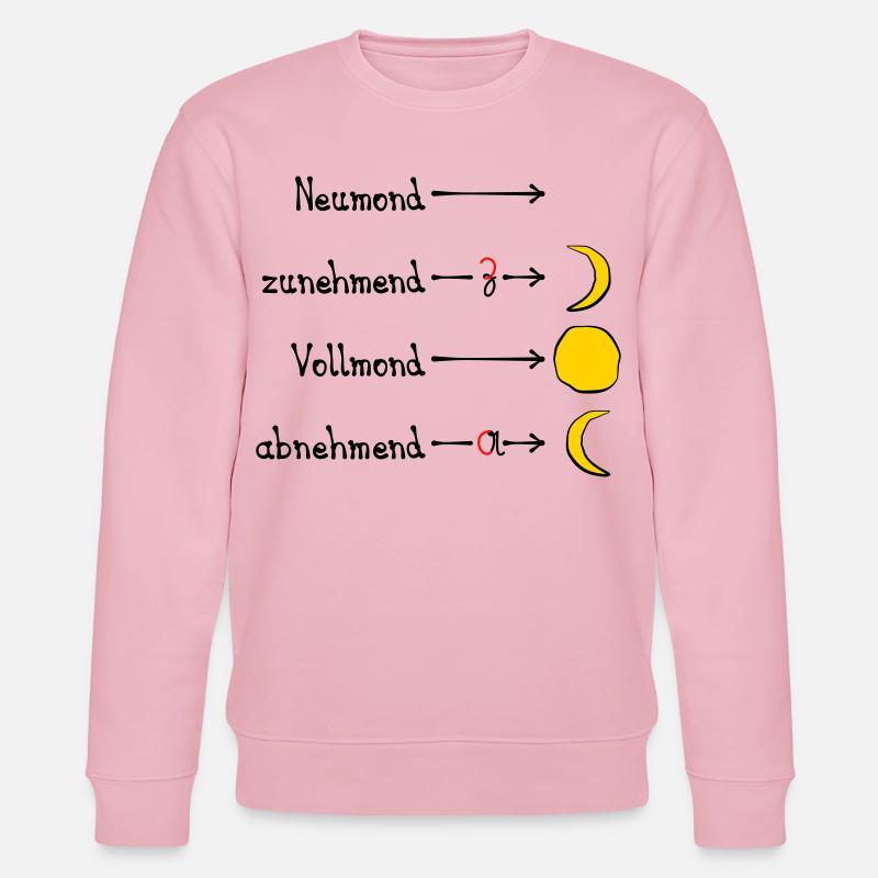 Mondphasen mit Eselsbrücke - dunkel - Stanley/Stella Unisex Bio-Sweatshirt CHANGER  - Hellrosa