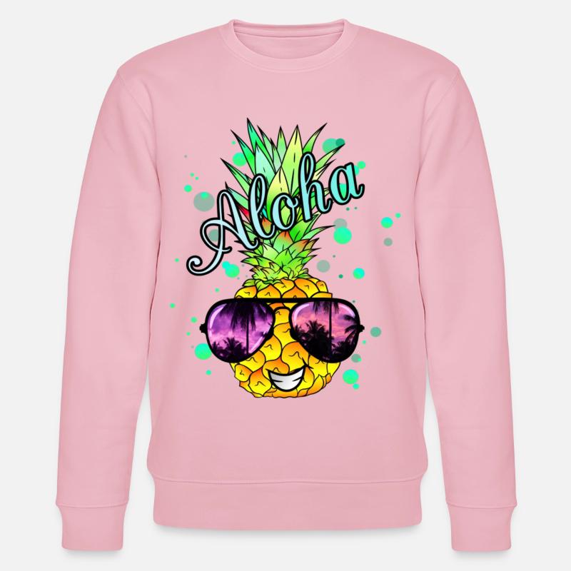 Aloha Ananas mit Farbspritzern - Stanley/Stella Unisex Bio-Sweatshirt CHANGER  - Hellrosa