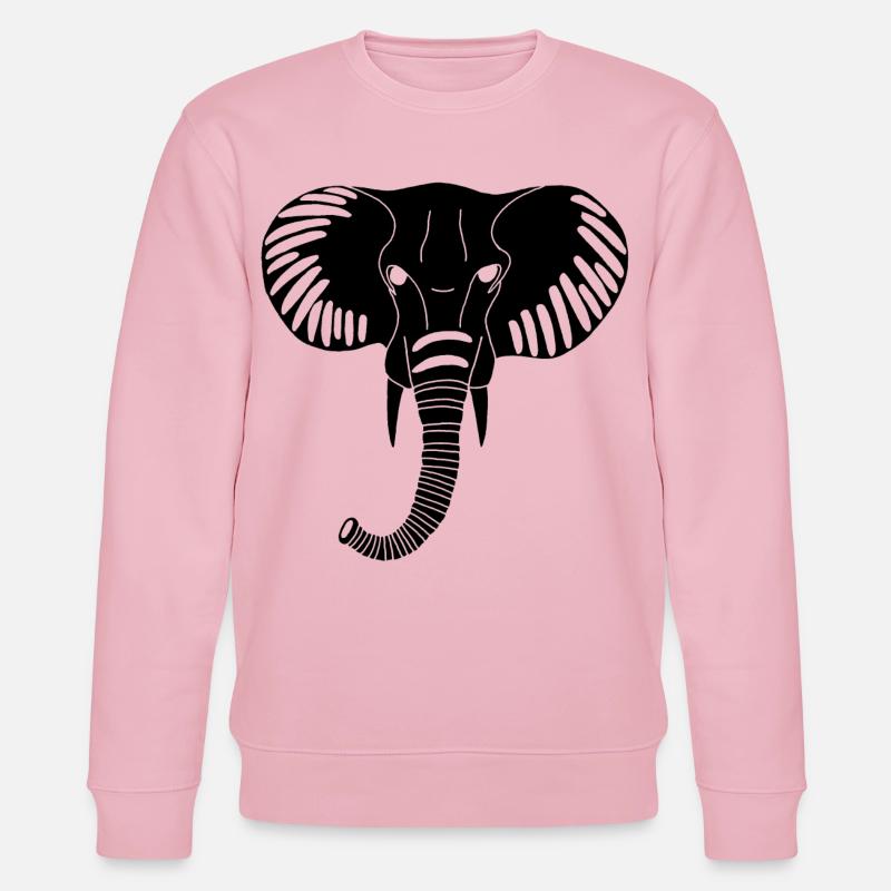 Schwarzer Elefantenkopf - Stanley/Stella Unisex Bio-Sweatshirt CHANGER  - Hellrosa
