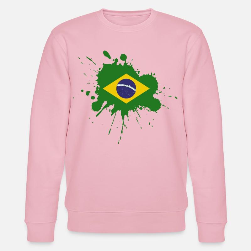 Brasilien Flagge Fleckendesign - Stanley/Stella Unisex Bio-Sweatshirt CHANGER  - Hellrosa