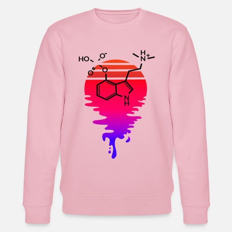 Psilocybin Molecule with Retro Sunset - Stanley/Stella CHANGER Unisex Organic Sweatshirt - cotton pink