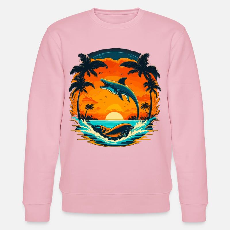Delphin Sommer Sunset - Stanley/Stella Unisex Bio-Sweatshirt CHANGER  - Hellrosa