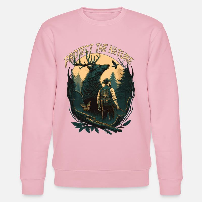 Jäger mit Tieren im Wald - Stanley/Stella Unisex Bio-Sweatshirt CHANGER - Hellrosa