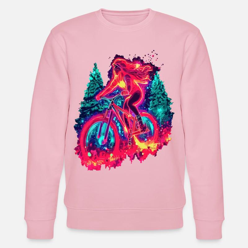 Synthwave Mountainbike Mädchen Waldfahrt - Stanley/Stella Unisex Bio-Sweatshirt CHANGER  - Hellrosa